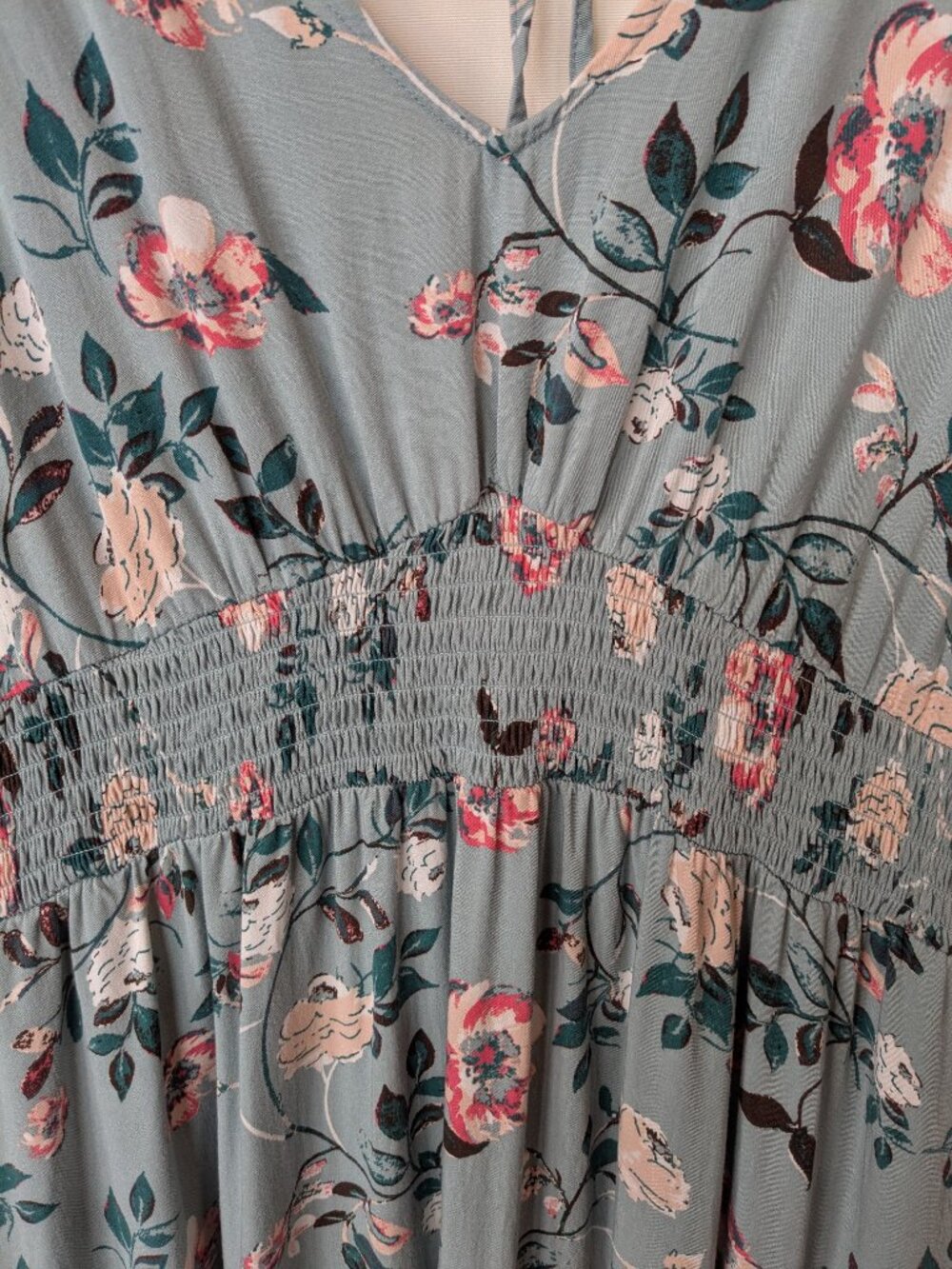Maurices Light Blue Floral V-neck Midi Dress - Picture 2 of 8